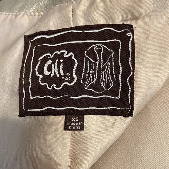 Leather Jacket Vintage 1980's Gold with Fringe Boho Carlos Fiori Size XS - Picture 9 of 11